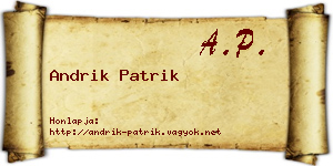 Andrik Patrik névjegykártya